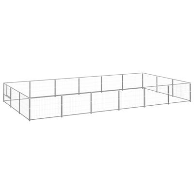 Hondenkennel 18 m² staal zilverkleurig