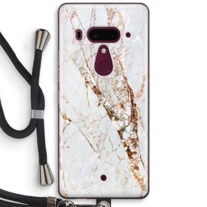 Goud marmer: HTC U12+ Transparant Hoesje met koord