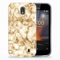 Nokia 1 | TPU | Siliconen hoesje | Marmer Goud