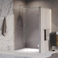 Brauer Void - Carving Nisdeur - 2-Delig - Helder Glas - 130 x 200 cm - Omkeerbaar - met Draaideur 60 cm - Aan Muur - incl. Glascoating - Chroom