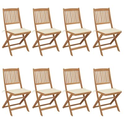 Tuinstoelen 8 st inklapbaar met kussens massief acaciahout