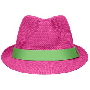 Street style trilby hoedje fuchsia met limegroen