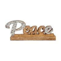 Decoratieve figuren Peace Purpurine 6 x 13 x 31 cm Zilverkleurig Hout