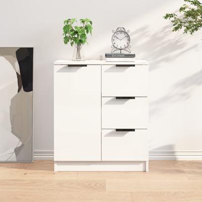 Dressoir 60x30x70 cm bewerkt hout hoogglans wit
