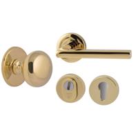 Hardbrass Voordeurset Iris/Sara 3-delig rechtswijzend - PVD messing