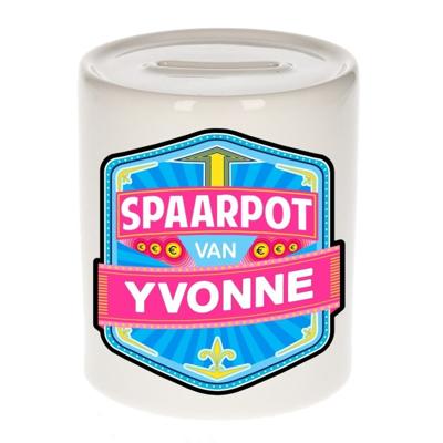 Kinder spaarpot met naam - Yvonne - keramiek - met dop