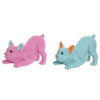 Decoratieve figuren Home ESPRIT Blauw Fuchsia Hond 34,5 X 20 X 22 CM (2 Stuks)