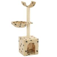 VidaXL Kattenkrabpaal met sisal krabpalen 105 cm pootafdrukken beige