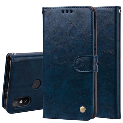Business stijl olie Wax textuur horizontale Flip lederen case voor Xiaomi mi 6X/a2 met houder & kaartsleuven & portemonnee (blauw)