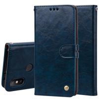 Business stijl olie Wax textuur horizontale Flip lederen case voor Xiaomi mi 6X/a2 met houder & kaartsleuven & portemonnee (blauw)