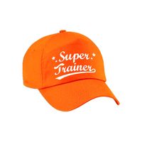 Cadeau pet/cap voor volwassenen - Super Trainer - oranje - geweldige coach - thumbnail