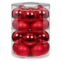 Christmas Goods Kerstballen - 20x stuks - glas - rood mix - 6 cm - thumbnail