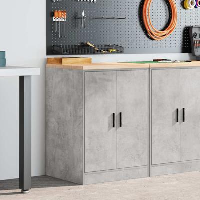 Garagekast 60x51x85 cm massief grenenhout betongrijs
