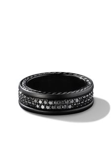 David Yurman bague Streamline Two Row sertie de diamants - Noir