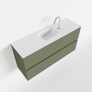Toiletmeubel Mondiaz Ada | 100 cm | Meubelkleur Army | Lex wastafel Talc Midden | 1 kraangat