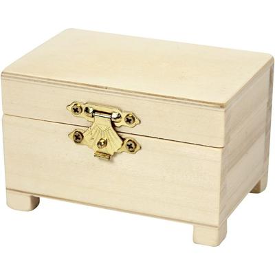 Houten kistje onbedrukt - 6x 9 x 6 cm - DIY/hobby blanco sieradenkistje