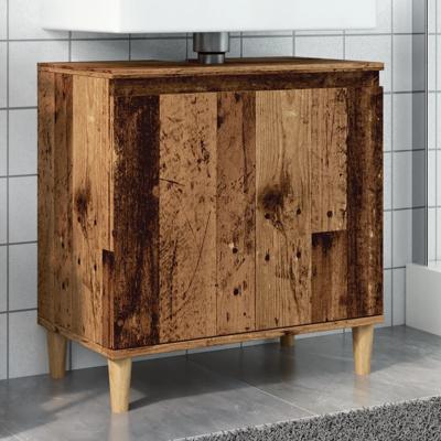 Wastafelkast 58x33x60 cm bewerkt hout oud houtkleurig
