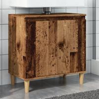 Wastafelkast 58x33x60 cm bewerkt hout oud houtkleurig