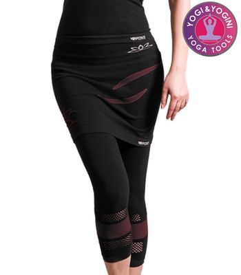 Yogabroek Lotus Capri Rok Naadloos Zwart S-M
