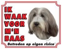 Bearded Collie Waakbord - Ik waak voor mijn baas