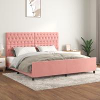 Bedframe met hoofdeinde fluweel roze 200x200 cm