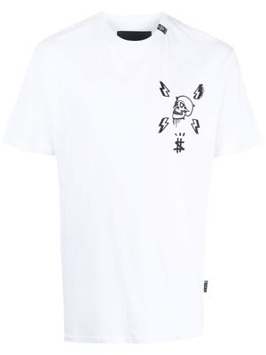 Philipp Plein t-shirt en coton à imprimé tête de mort - Blanc