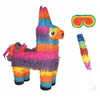 Pinata van een Mexicaanse Ezel set met masker en stok - Pinatas - thumbnail