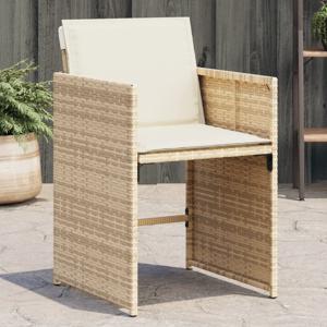 Tuinstoelen 4 st met kussens poly rattan beige