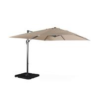 sweeek - Vierkante offset parasol 3x3m + set van 4 verzwaarde tegels