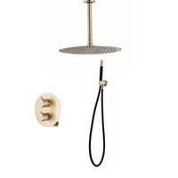 Saniclear Brass Pro inbouw regendouche met 30cm hoofddouche en plafondarm geborsteld messing rond