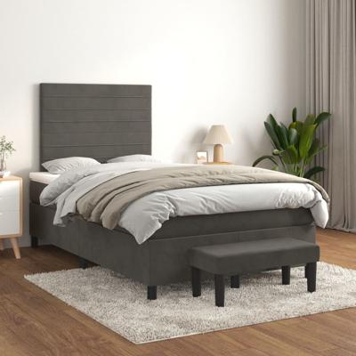 Boxspring met matras fluweel donkergrijs 120x200 cm