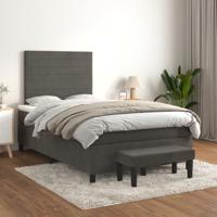 Boxspring met matras fluweel donkergrijs 120x200 cm
