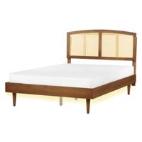 Beliani-VARZY -Bed met LED-Lichtbruin-140 x 200 cm-Rubberhout Beliani-VARZY -Bed met LED-Lichtbruin-140 x 200 cm-Rubberhout