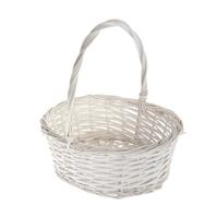 CM Cadeaumand met hengsel - wit - riet - 35 x 27 x 13 cm - rieten mand