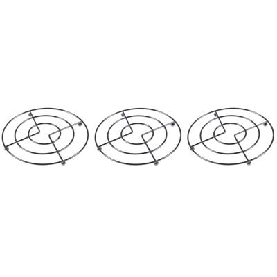 Pannen onderzetters - 3x - chroom metaal - Dia 17 cm - op kleine voetjes