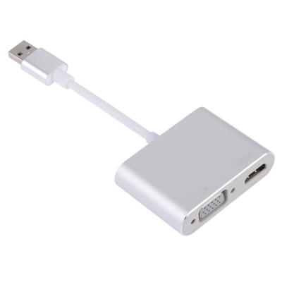 2 in 1 USB 3 0 naar HDMI + VGA adapter (zilver)