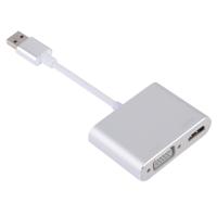 2 in 1 USB 3 0 naar HDMI + VGA adapter (zilver)