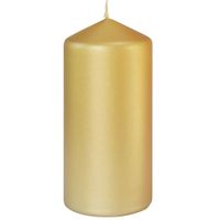 Gouden cilinderkaarsen/ stompkaarsen 15 x 7 cm 52 branduren - Mat goud
