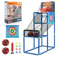 Basketbalspeelset met Scorebord en Geluidseffect Basketbalkorf incl. 2 Basketballen 1 Pomp 2 Doelschijven 8 Klittenbandballen