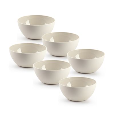 Kommetjes/schaaltjes - 6x stuks - dessert/ontbijt - kunststof - D12 x H5 cm - beige