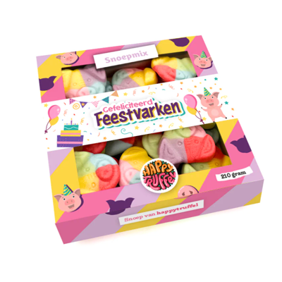 Snoeppakket “Gefeliciteerd Feestvarken” Biggetjes snoep