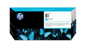 HP 81 cyaan DesignJet printkop en printkopreiniger voor kleurstofinkt