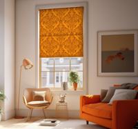 Vintage oranje damast Rolgordijn woonkamer