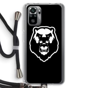 Angry Bear (black): Xiaomi Redmi Note 10S Transparant Hoesje met koord