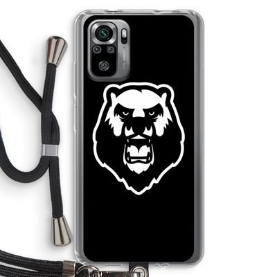 Angry Bear (black): Xiaomi Redmi Note 10S Transparant Hoesje met koord