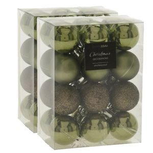 48x stuks mini kerstballen mix groen tinten kunststof 3 cm