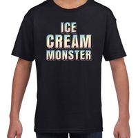 Ice cream monster fun tekst t-shirt zwart kids - thumbnail