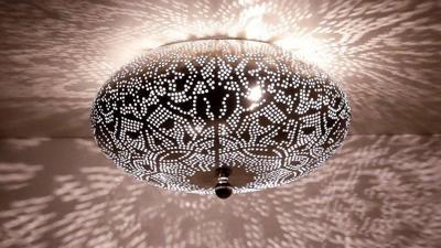 Plafondlamp filigrain zilver &apos;Femke&apos; 2x e14 fitting rond 25 cm
