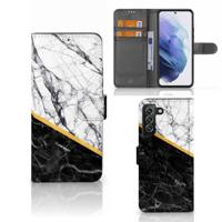 Samsung Galaxy S22 Plus | Bookcase | Marmer Wit Zwart - Origineel Cadeau Man