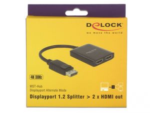 Delock 87720 DisplayPort 1.2-splitter 1 x DisplayPort in > 2 x HDMI uit 4K 30 Hz